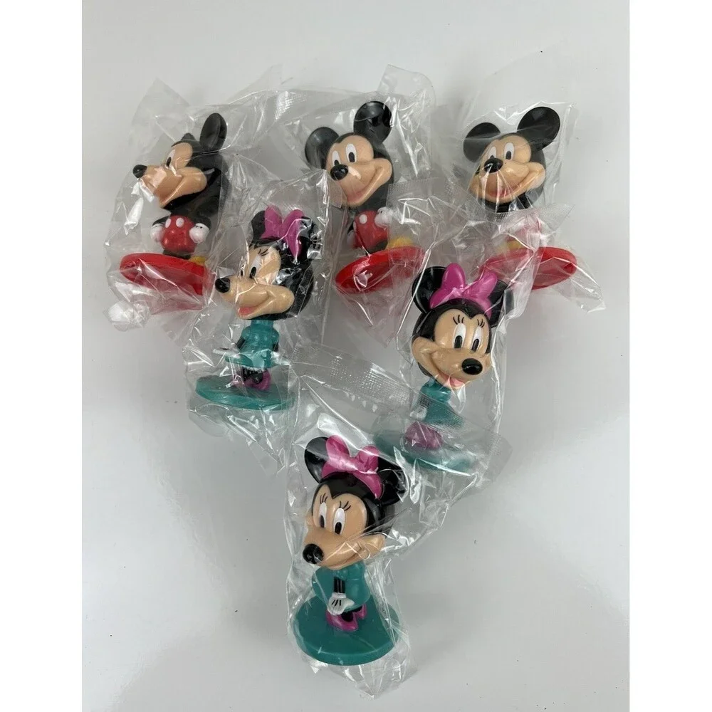 Sealed Set Of 6 Mickey Mouse & Minnie Mouse Cake Toppers Party Cupcake Toppers
